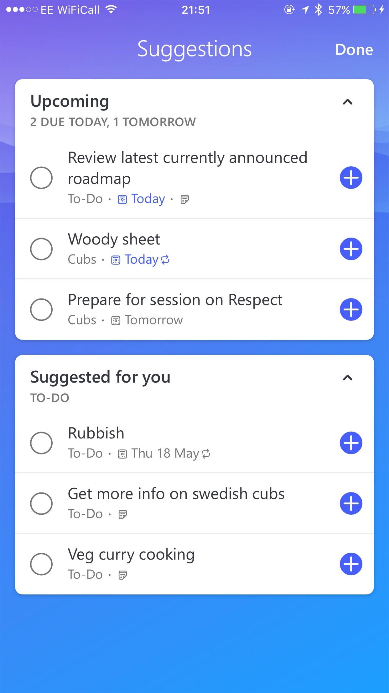 Showing the task in To-Do