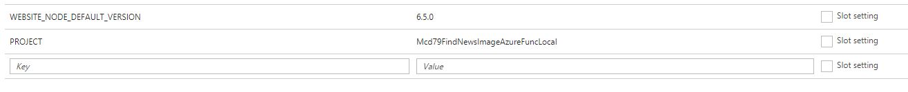 Azure Function PROJECT App Setting