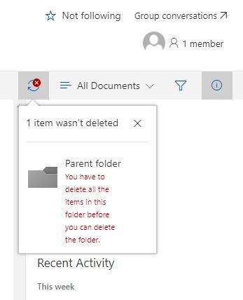 Issue with having to delete all items in the folder