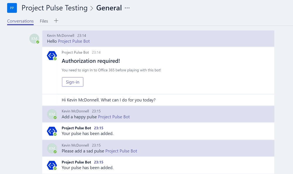 Bot on a Team channel