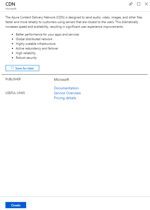 Azure CDN Create