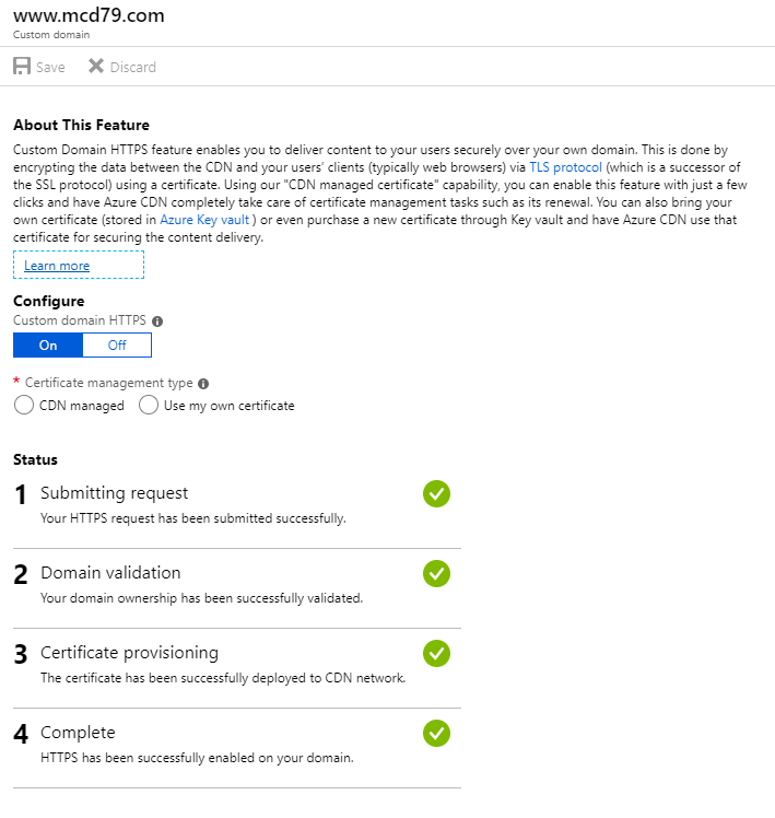 Azure CDN Custom Domain