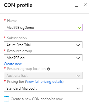 Azure CDN Profile