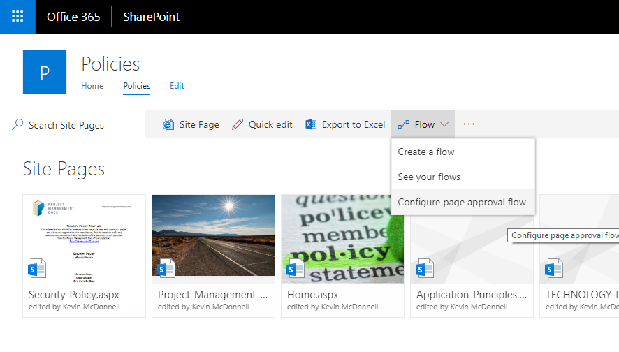 Setting up page approval